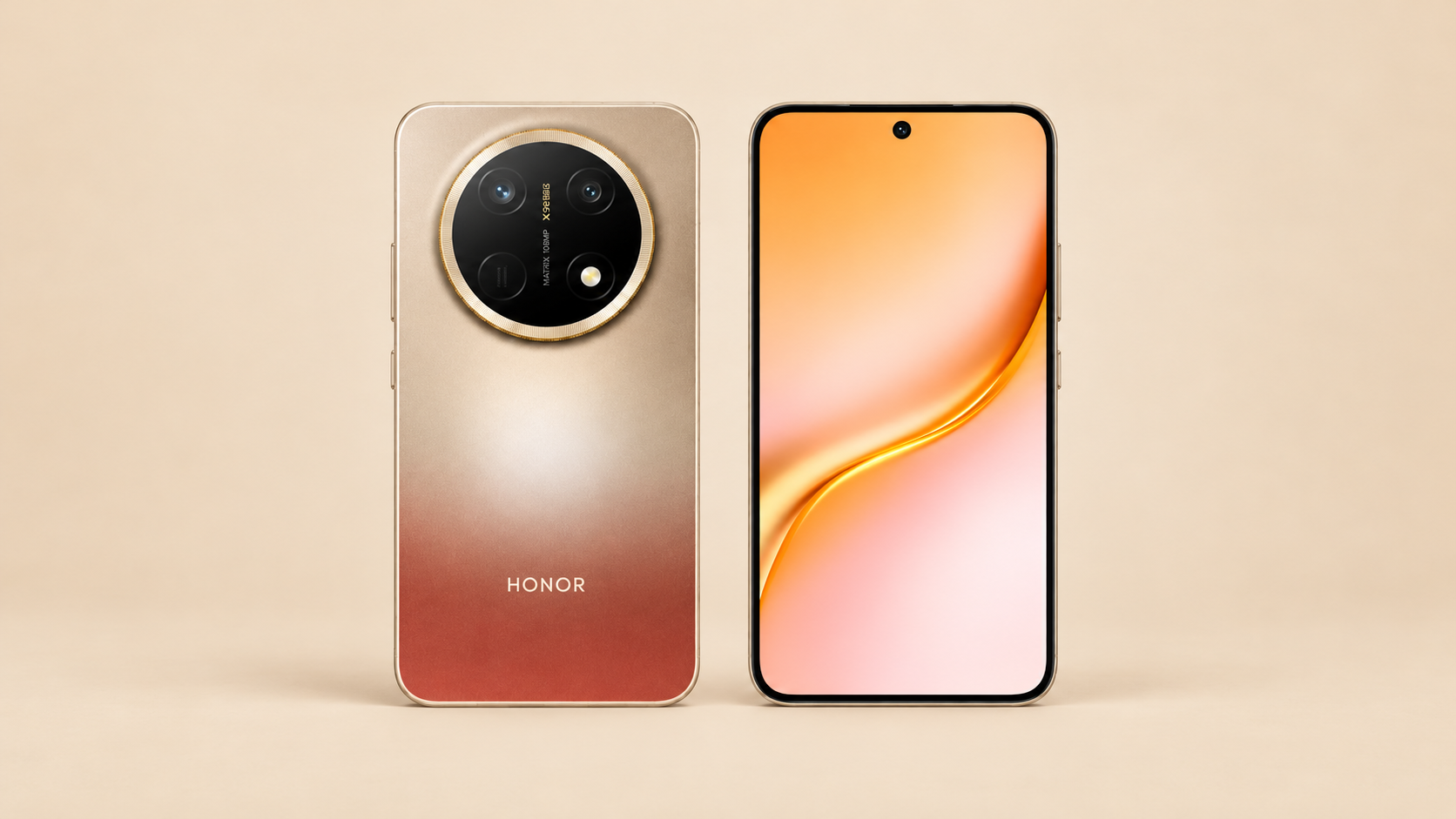 HONOR X9e Pro в золотистом корпусе