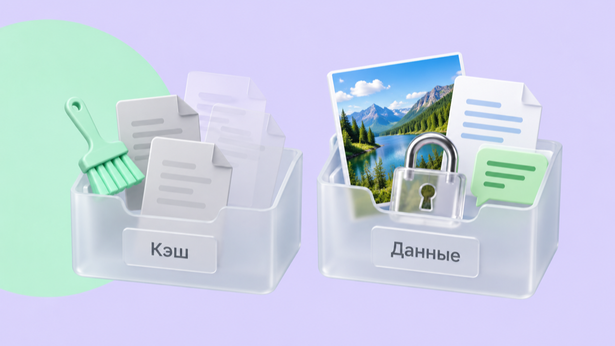 Разберитесь с кэшем и данными приложений