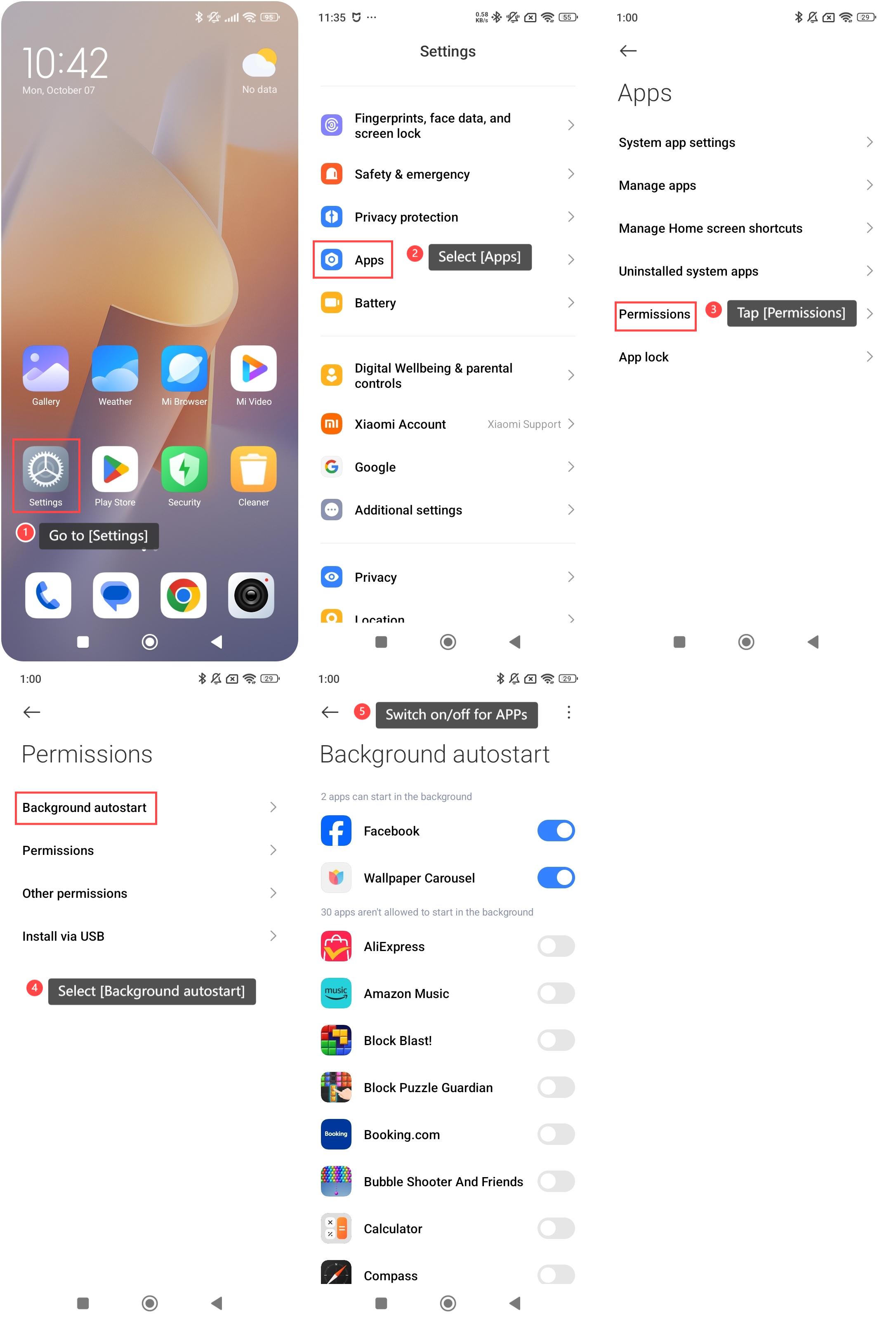 Фоновый автозапуск приложений на Xiaomi