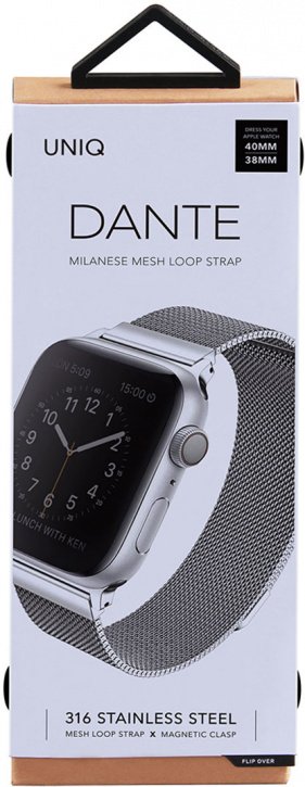 Ремешок Uniq Dante для Apple Watch 38/40/41mm серебристый DANSIL