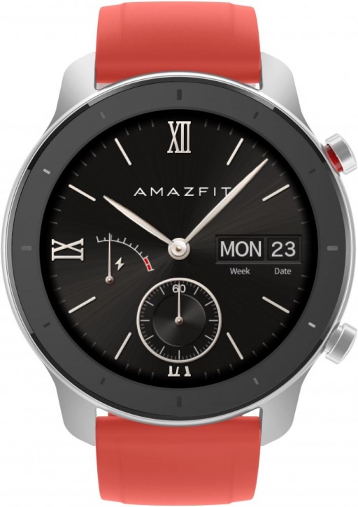 Смарт-часы Amazfit GTR 42mm серебристый с красным ремешком