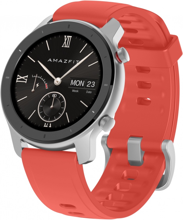 Смарт-часы Amazfit GTR 42mm серебристый с красным ремешком