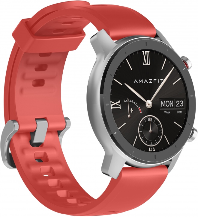 Смарт-часы Amazfit GTR 42mm серебристый с красным ремешком