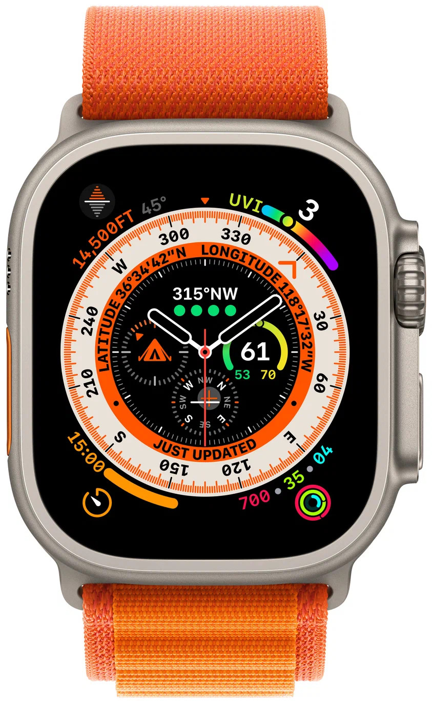 Смарт-часы Apple Watch Ultra 49mm титан с оранжевым Alpine ремешком