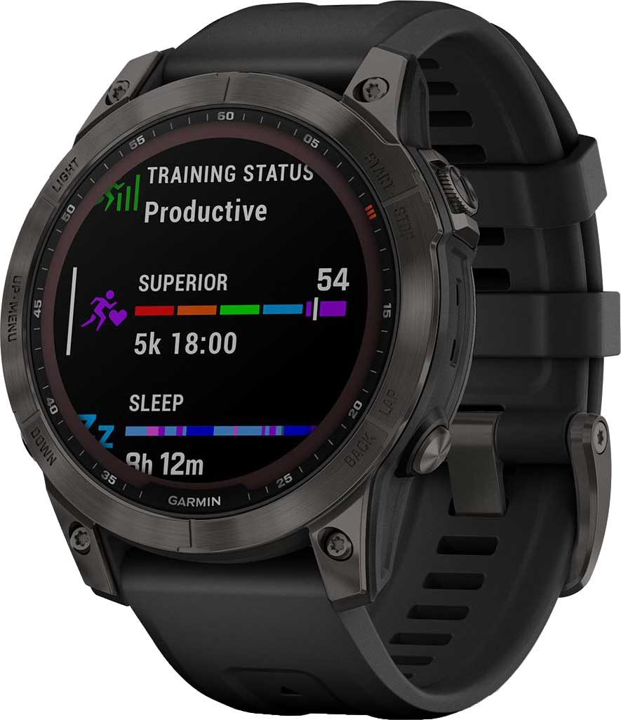 Смарт-часы Garmin Fenix 7 Sapphire Solar серый DLC с черным ремешком