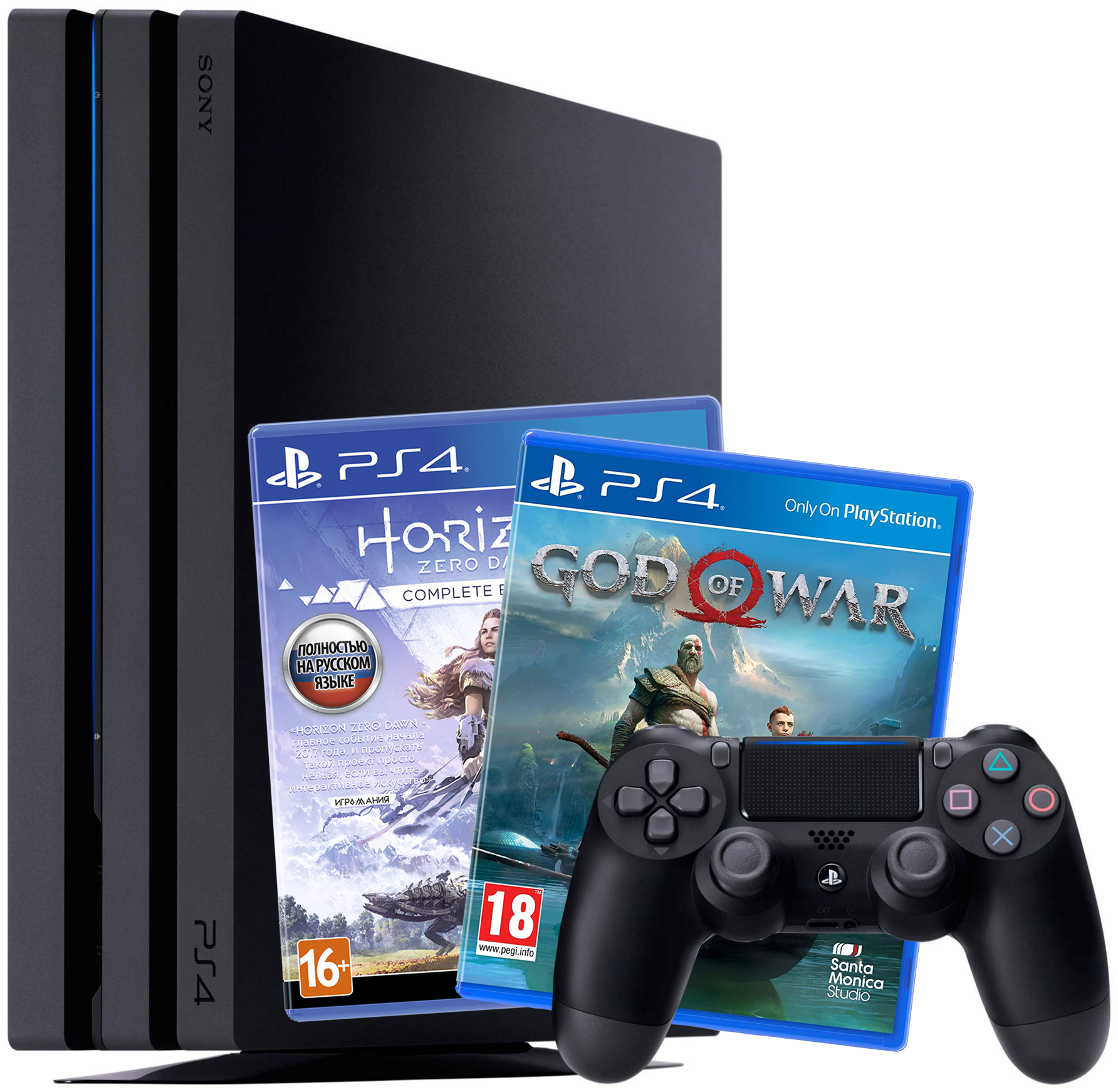 Игровая приставка Sony PlayStation 4 Pro 1 ТБ черный + Horizon Zero Dawn, God of War