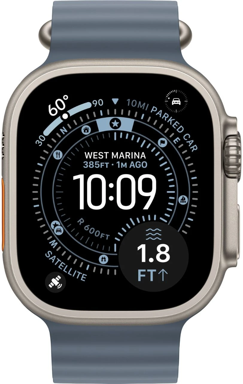 Смарт-часы Apple Watch Ultra 3 49mm серый титан с синим Ocean ремешком