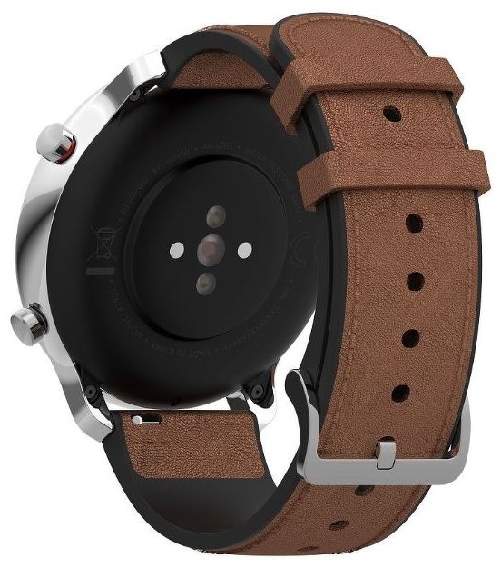 Смарт-часы Amazfit GTR 47mm серебристый с коричневым ремешком