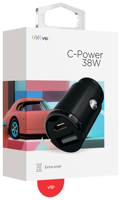 Автомобильная зарядка VLP С-Power 38W USB-C+USB-A черный