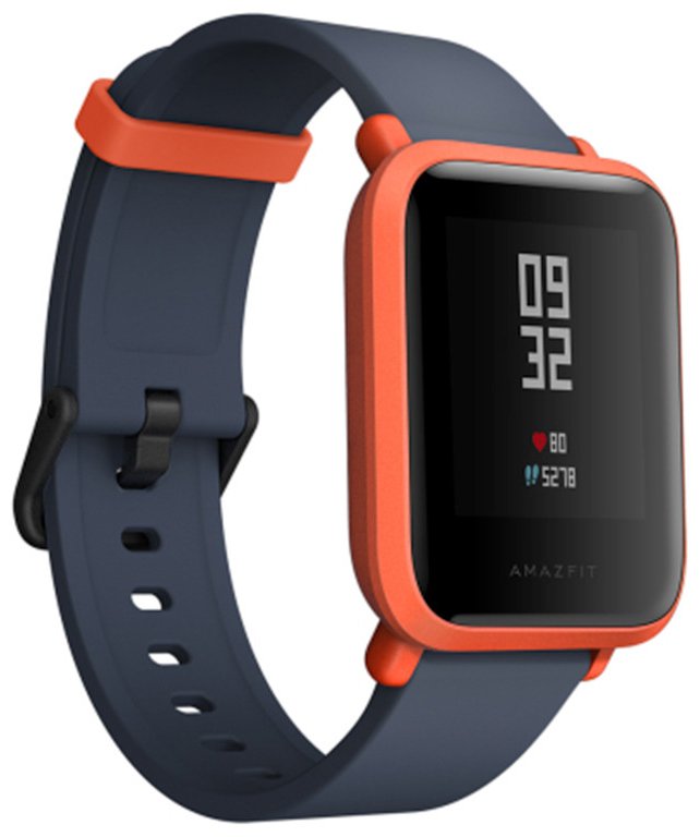 Смарт-часы Amazfit Bip S красно-оранжевый с синим ремешком