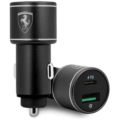 Автомобильная зарядка Ferrari Dual Port 36W Aluminium USB/Type-C черный