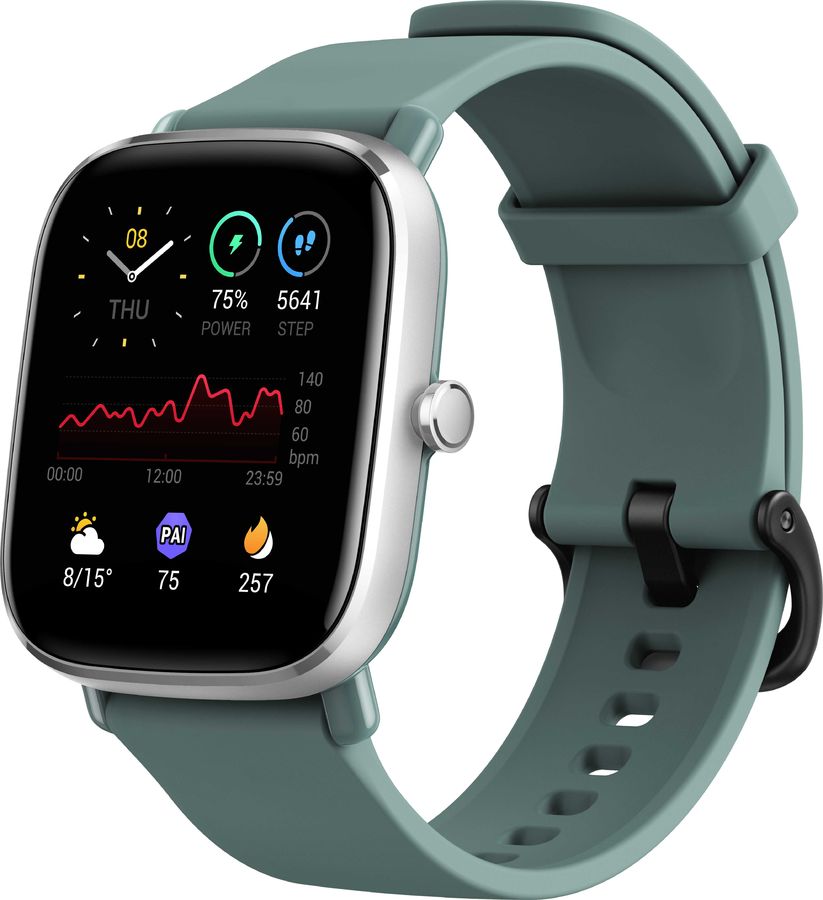 Смарт-часы Amazfit GTS 2 mini серый с зеленым ремешком