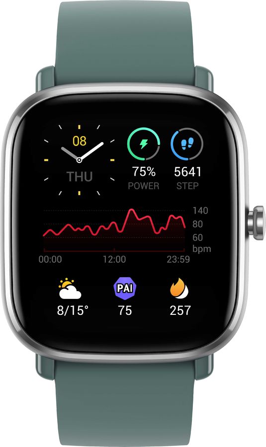 Смарт-часы Amazfit GTS 2 mini серый с зеленым ремешком