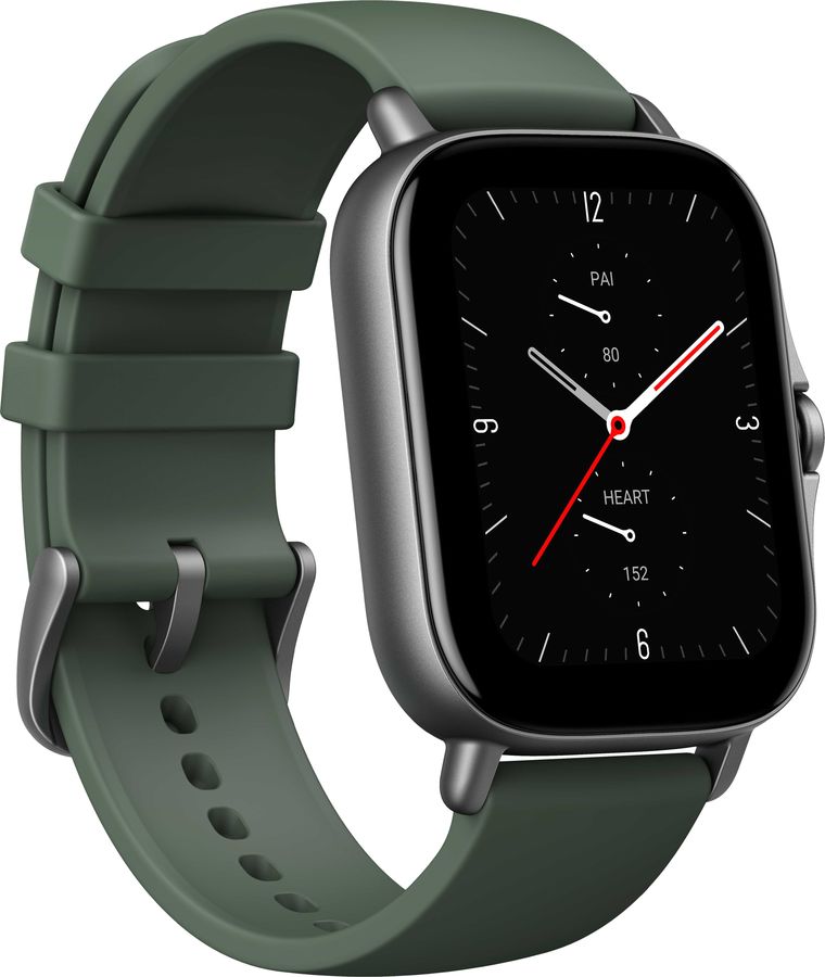 Смарт-часы Amazfit GTS 2e серый с зеленым ремешком