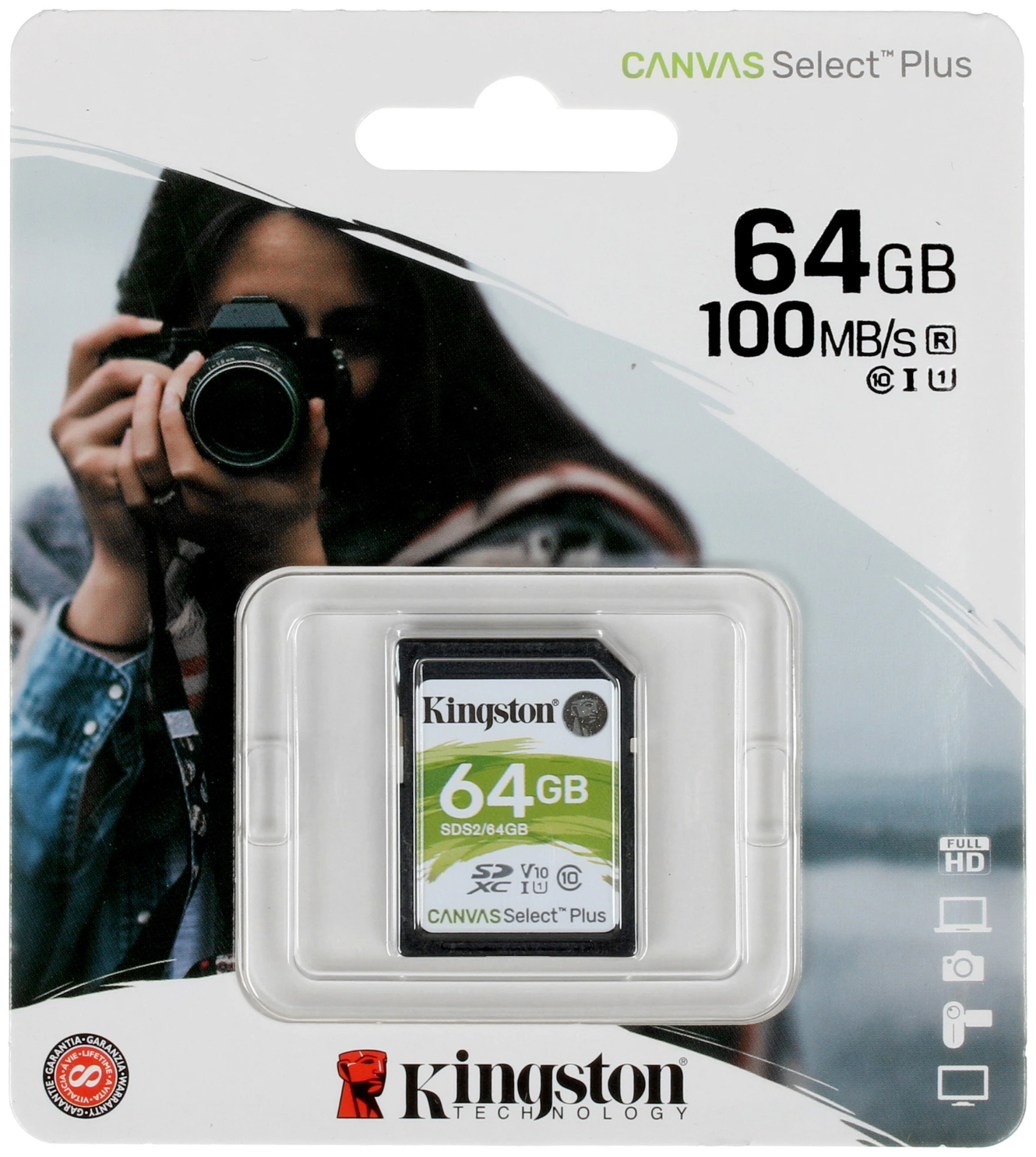 Карта памяти 64 ГБ Kingston Canvas Select Plus 100R SDS2/64GB