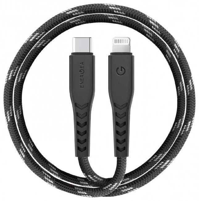 Кабель EnergEA NyloFlex Lightning to USB-C 0.30m MFI черный CBL-NFCL-BLK030