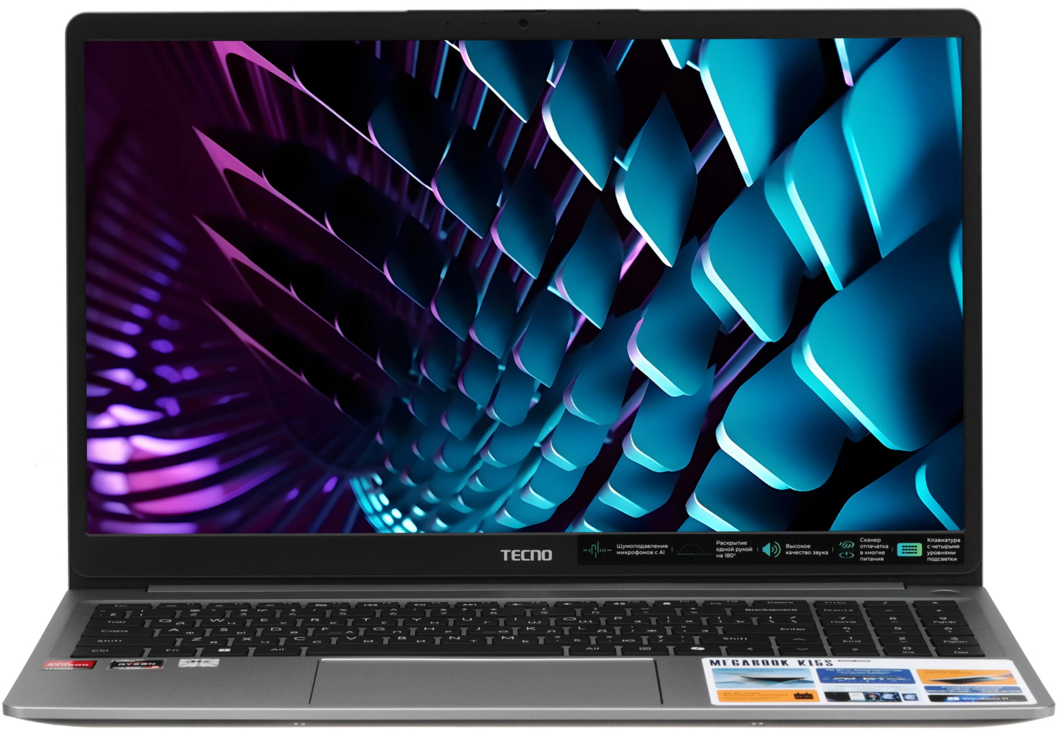 15,6" Ноутбук Tecno Megabook K15SFA R5-7535HS/16GB/1TB SSD/W11H серый 
