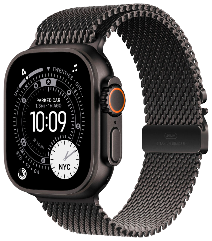 Смарт-часы Apple Watch Ultra 3 49mm черный титан с черным Milanese ремешком