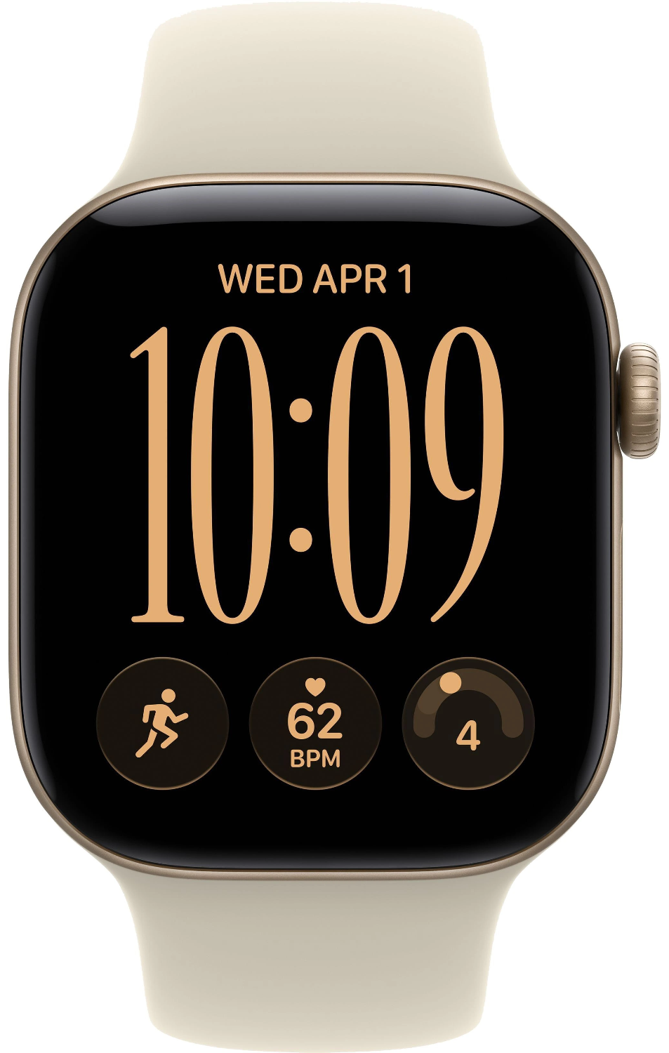 Смарт-часы Apple Watch Series 12 42mm золотистый с бежевым ремешком