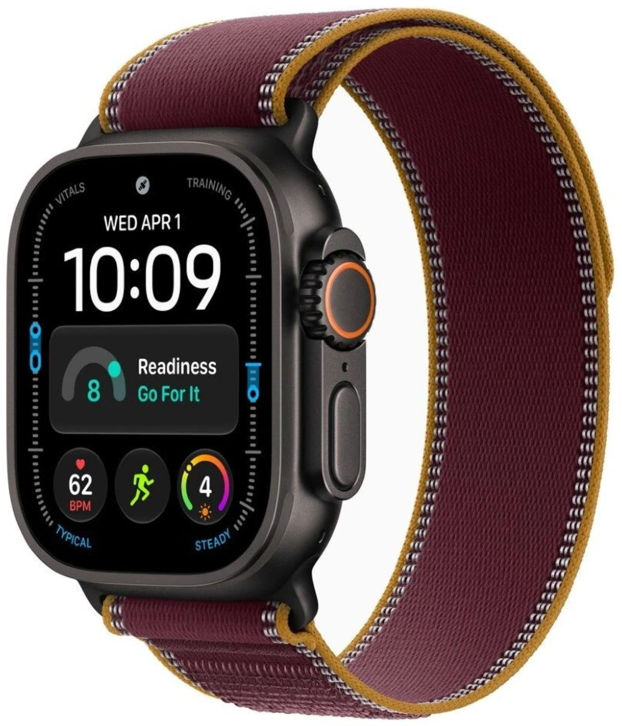 Смарт-часы Apple Watch Ultra 4 49mm черный титан с бордовым Trail ремешком