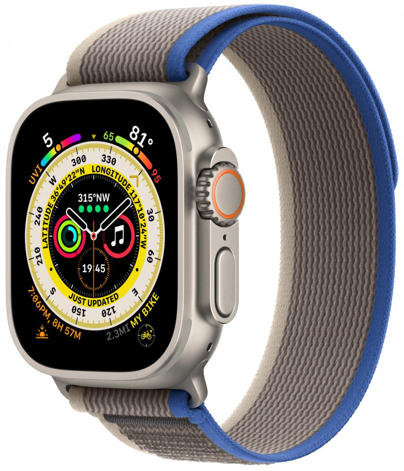 Смарт-часы Apple Watch Ultra 49mm титан с синим Trail ремешком