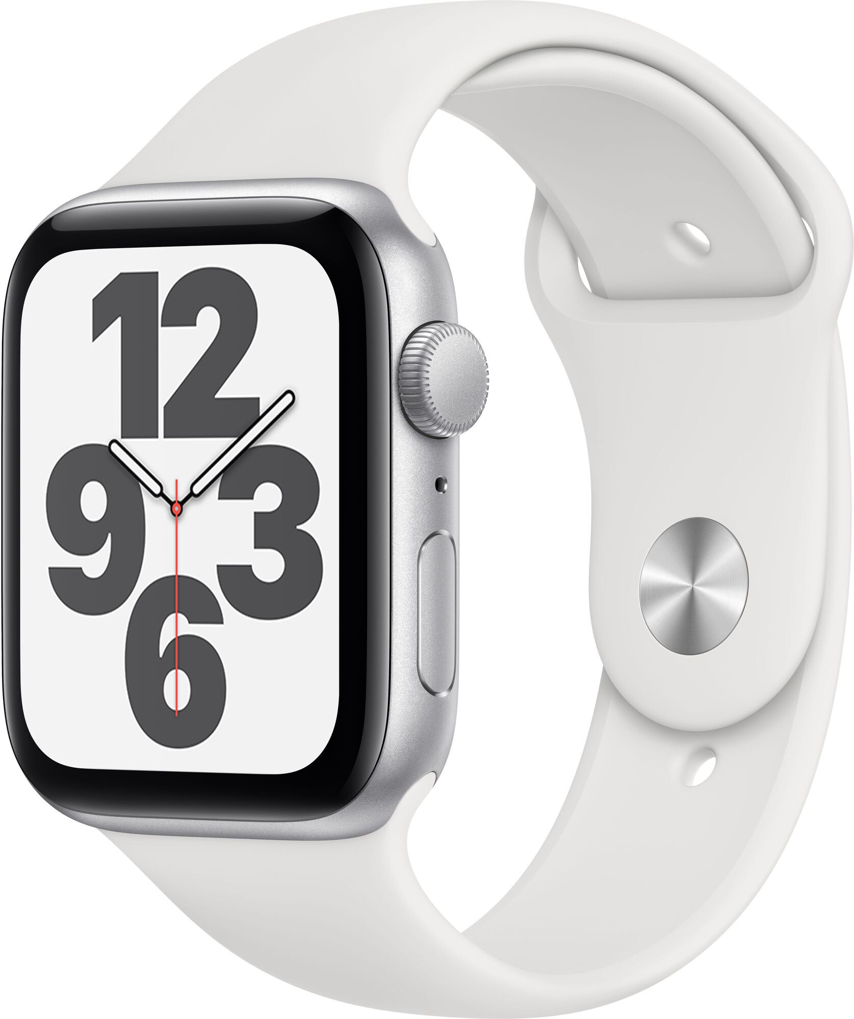 Смарт-часы Apple Watch SE 44mm серебристый с белым ремешком ЕСТ