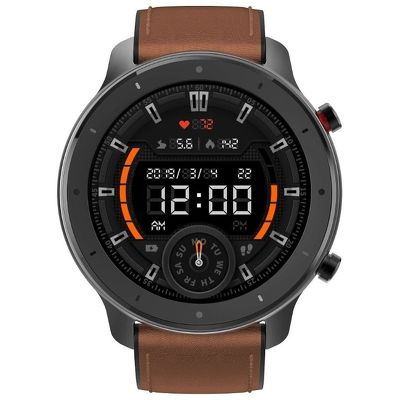 Смарт-часы Amazfit GTR 47mm черный с коричневым ремешком