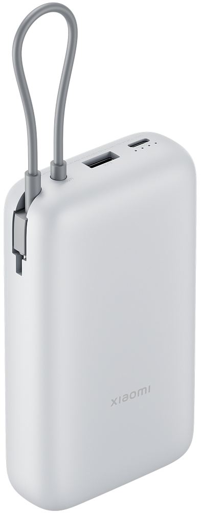 Портативный аккумулятор Xiaomi Power Bank 20000mAh (встроенный кабель) светло-серый BHR9738GL