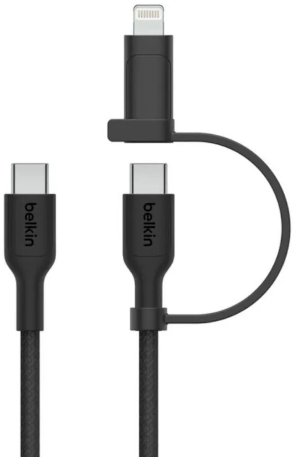 Кабель Belkin 2in1 60W USB-C & Lightning to USB-C 1.5m черный