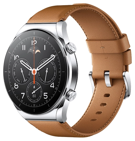 Смарт-часы Xiaomi Watch S1 серебристый с коричневым ремешком ЕСТ