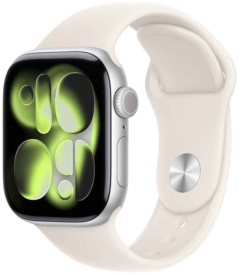 Смарт-часы Apple Watch Series 11 46mm серебристый с бежевым ремешком