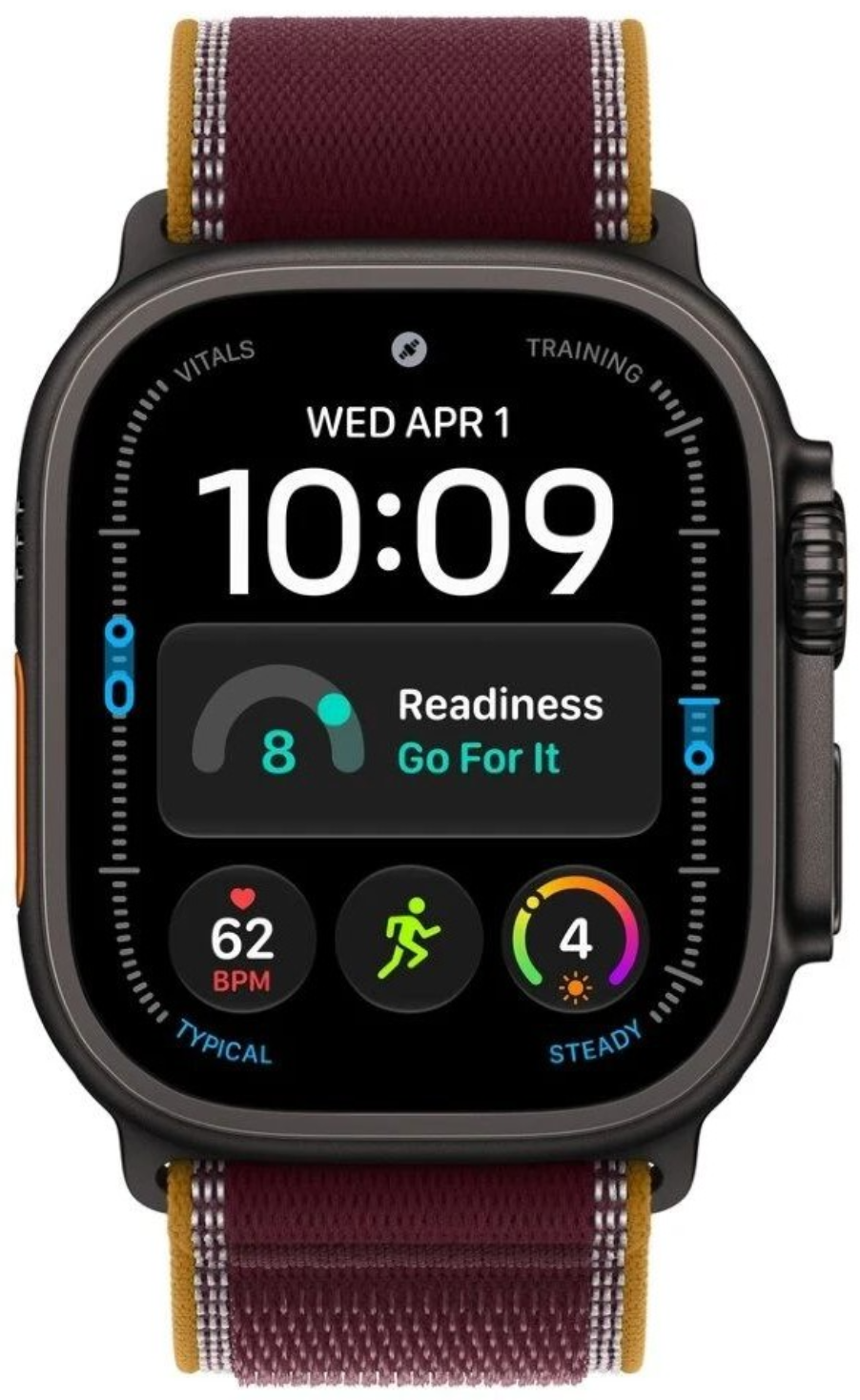 Смарт-часы Apple Watch Ultra 4 49mm черный титан с бордовым Trail ремешком