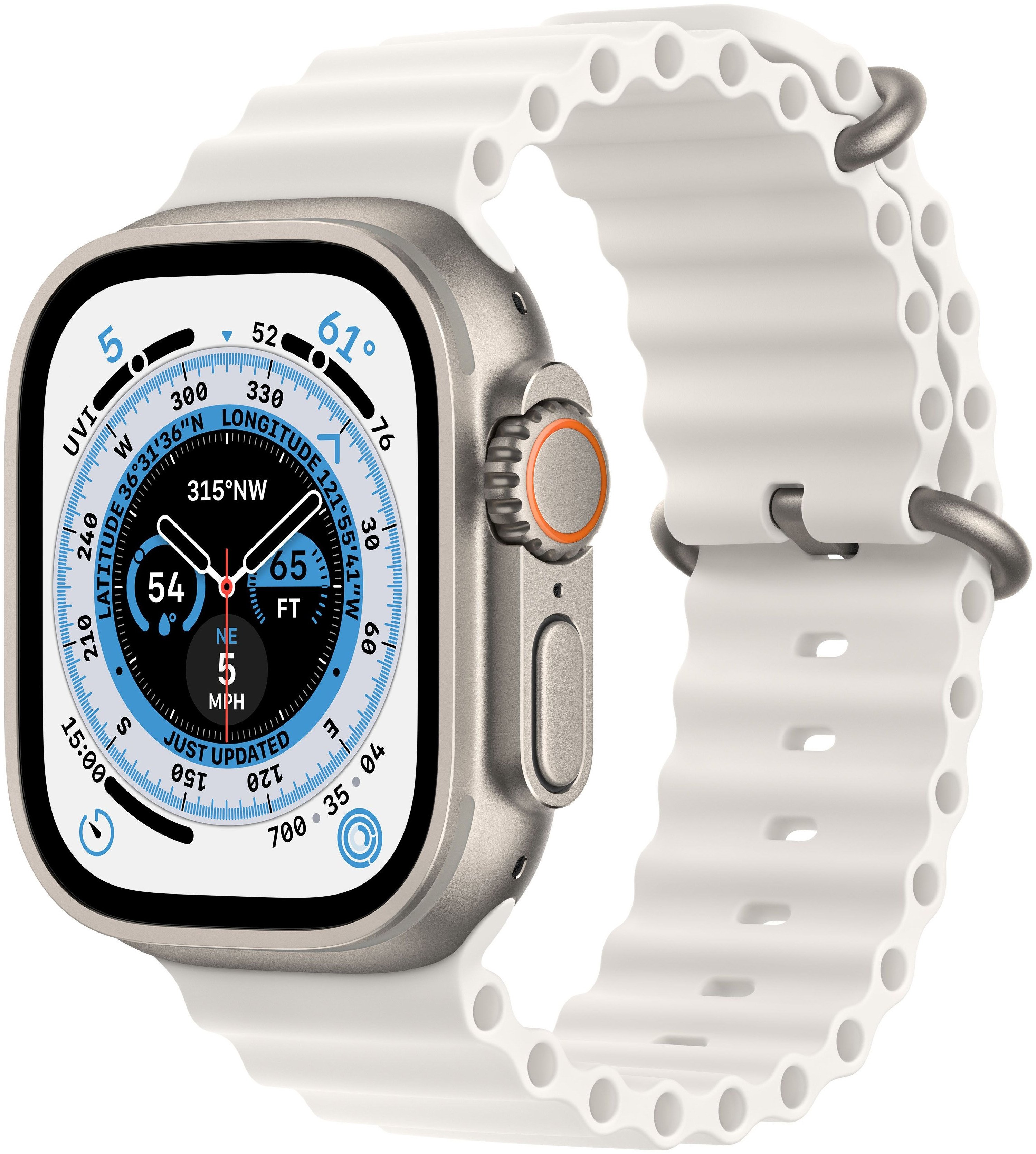 Смарт-часы Apple Watch Ultra 49mm титан с белым Ocean ремешком