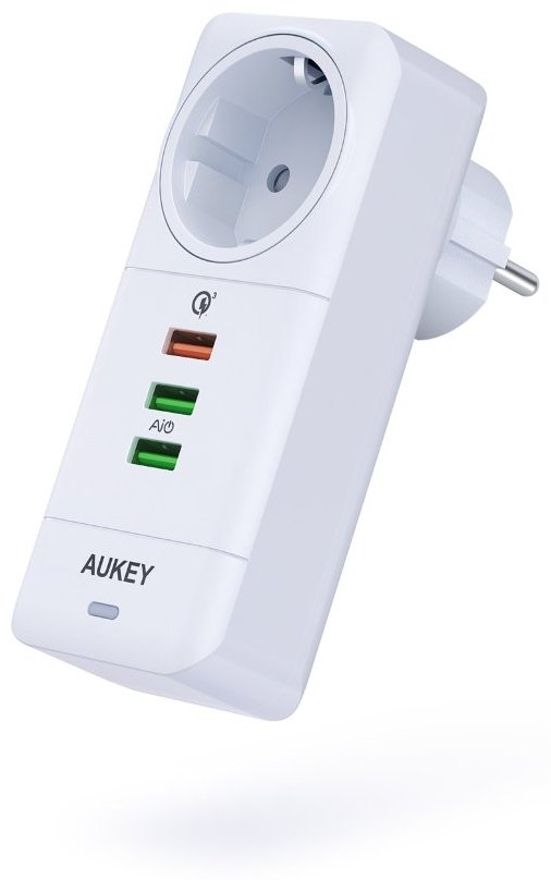 Адаптер питания Aukey USB Wall Socket 1AC+3USB белый