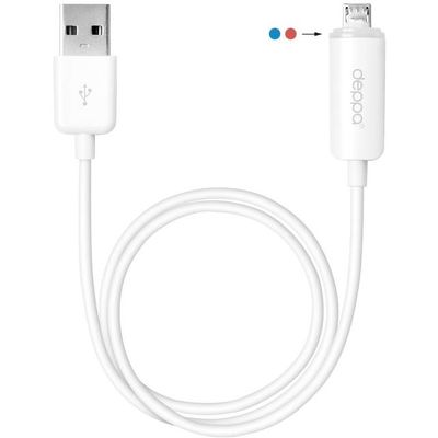 Дата-кабель с индикацией заряда USB - micro USB белый