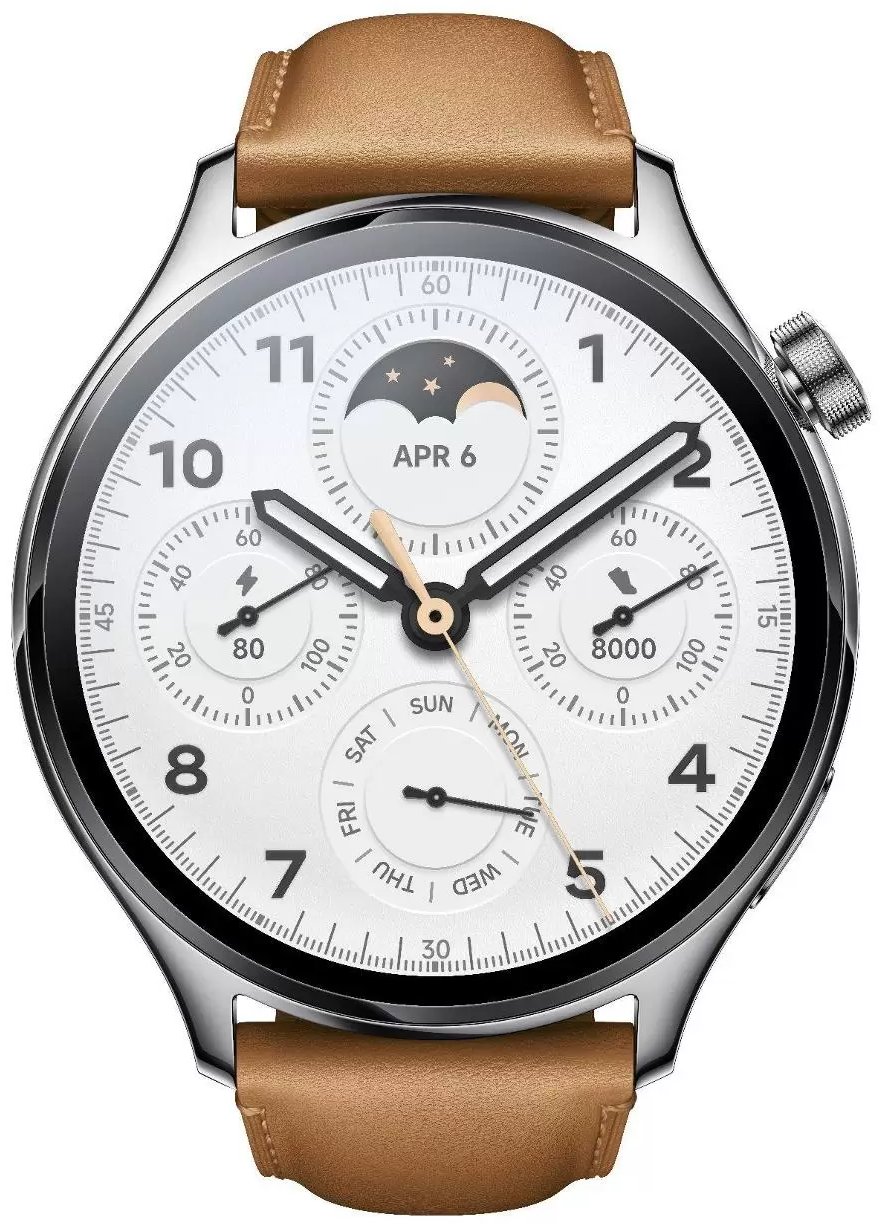 Смарт-часы Xiaomi Watch S1 Pro серебристый с коричневым ремешком BHR6417GL