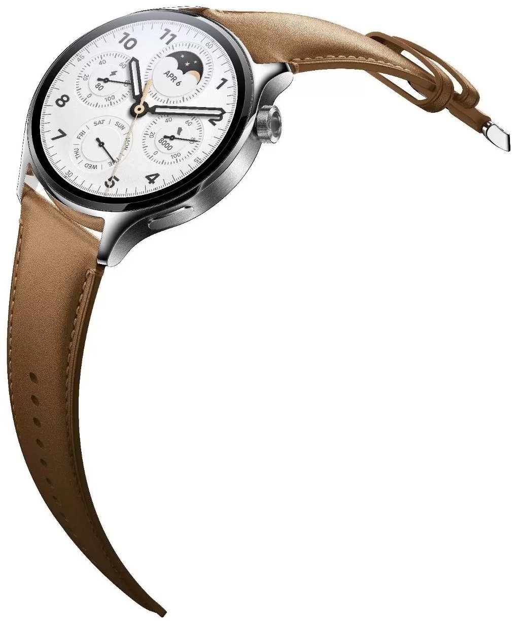Смарт-часы Xiaomi Watch S1 Pro серебристый с коричневым ремешком BHR6417GL