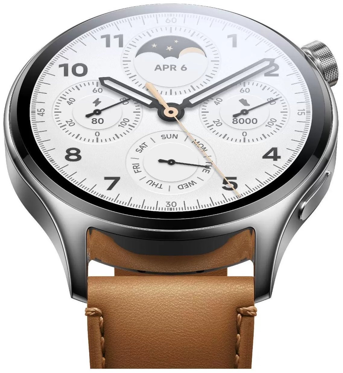 Смарт-часы Xiaomi Watch S1 Pro серебристый с коричневым ремешком BHR6417GL