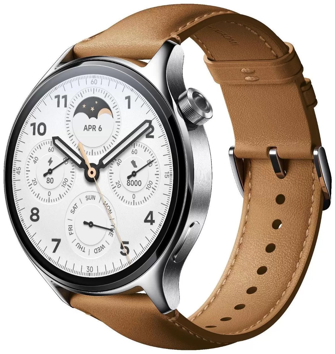 Смарт-часы Xiaomi Watch S1 Pro серебристый с коричневым ремешком BHR6417GL