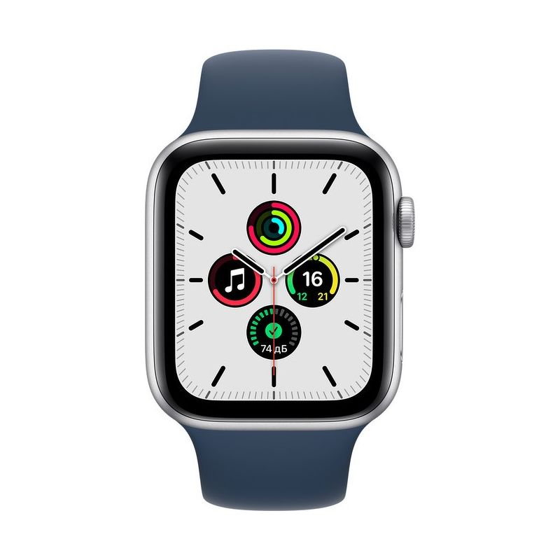 Смарт-часы Apple Watch SE 44mm серебристый с синим ремешком