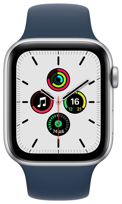Смарт-часы Apple Watch SE 40mm серебристый с синим ремешком