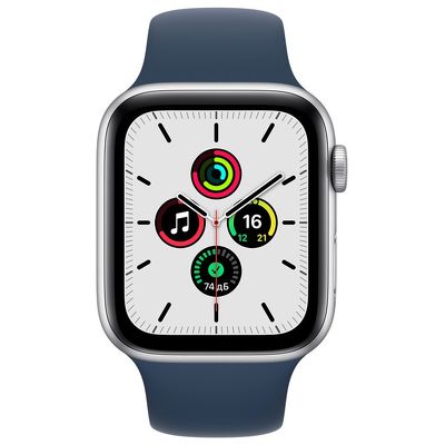 Смарт-часы Apple Watch SE 40mm серебристый с синим ремешком