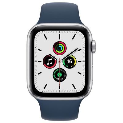Смарт-часы Apple Watch SE 44mm серебристый с синим ремешком ЕСТ