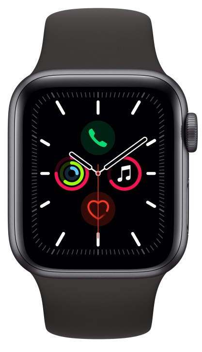 Смарт-часы Apple Watch Series 5 44mm серый с черным ремешком