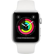 Смарт-часы Apple Watch Series 3 42mm серебристый с белым ремешком