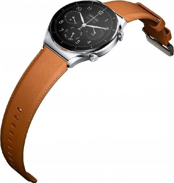 Смарт-часы Xiaomi Watch S1 серебристый с коричневым ремешком ЕСТ