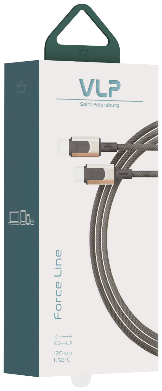 Кабель VLP Force Line Type-C to Type-C 100W 1.2m черный