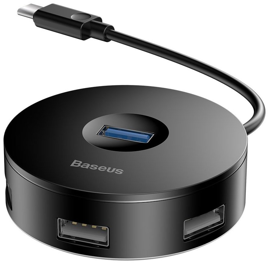 USB-концентратор Baseus round box Type-C HUB (CAHUB-G) черный