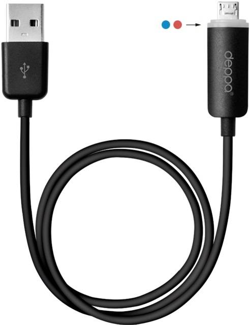 Дата-кабель с индикацией заряда USB - micro USB черный