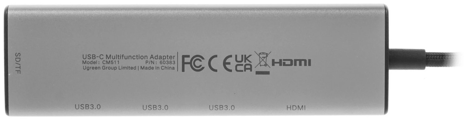 USB-разветвитель UGREEN CM511 Revodok 6-in-1 серый
